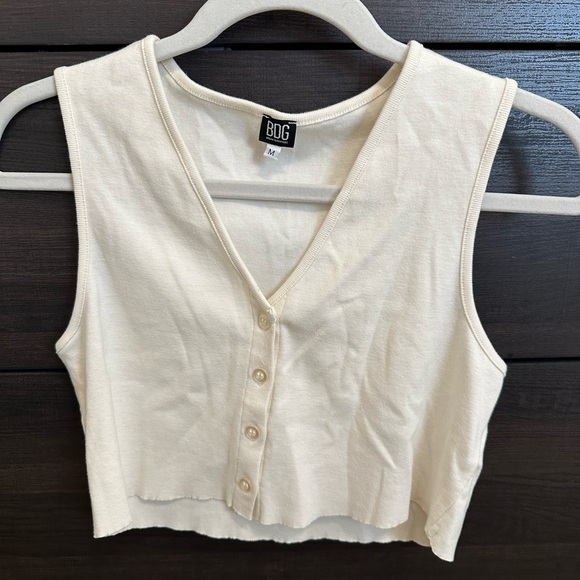 BDG Urban Outfitters Women's Lexi Crop Button-Up Top - Cream - Picture 2 of 5